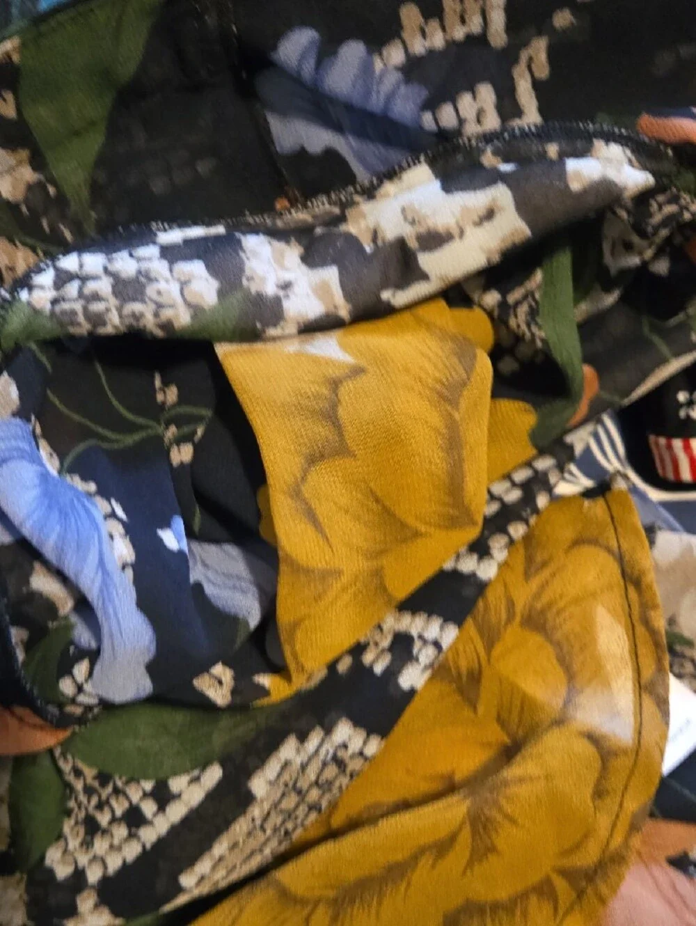 Cabi Black Floral V-Neck Blouse with Mustard & Blue Accents - Picture 10 of 11